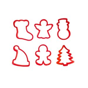 Red Cookie Cutters, 6 count, Assorted Shapes: Snowman, Tree, Angel, etc.